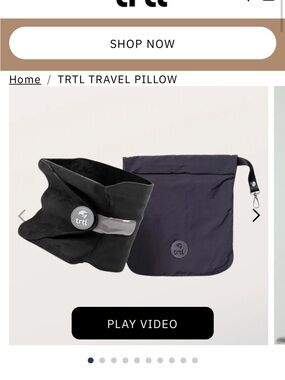 TRTL Travel Neck Pillow with Carry Pouch - Black